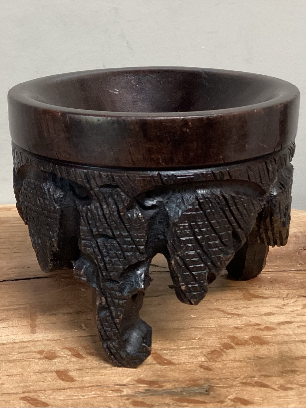 🟤 Hand Carved - African Hardwood Ostrich Egg Stand - Gemstone Stand - Unique